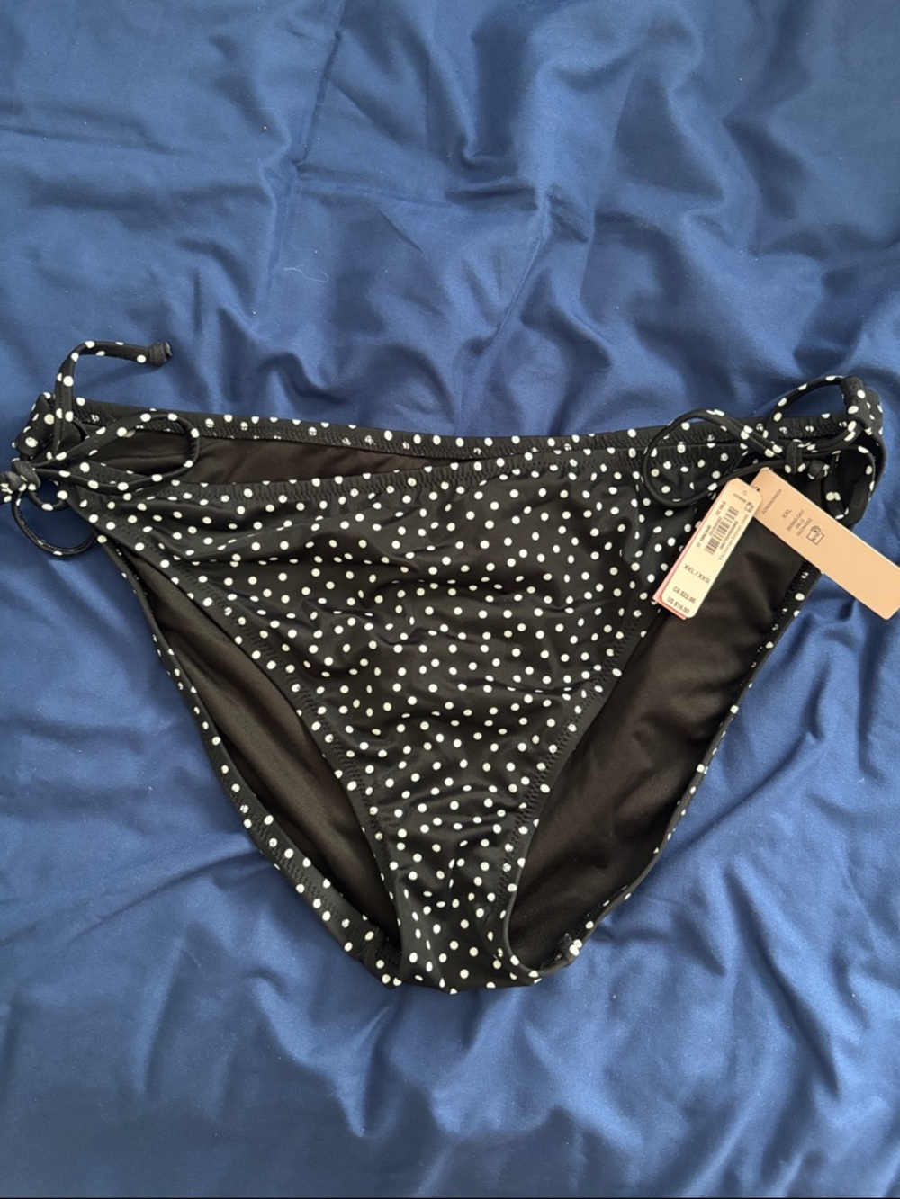 Victoria's Secret Black & White Polka Dot Tie-Side Bikini Bottom